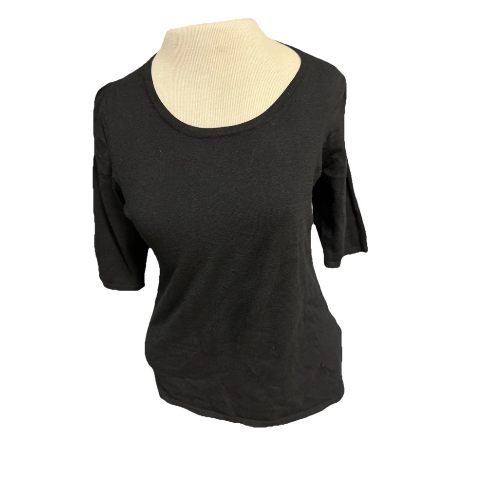 Tahari Top T-Shirt Women's Size Medium Black Viscose Blend